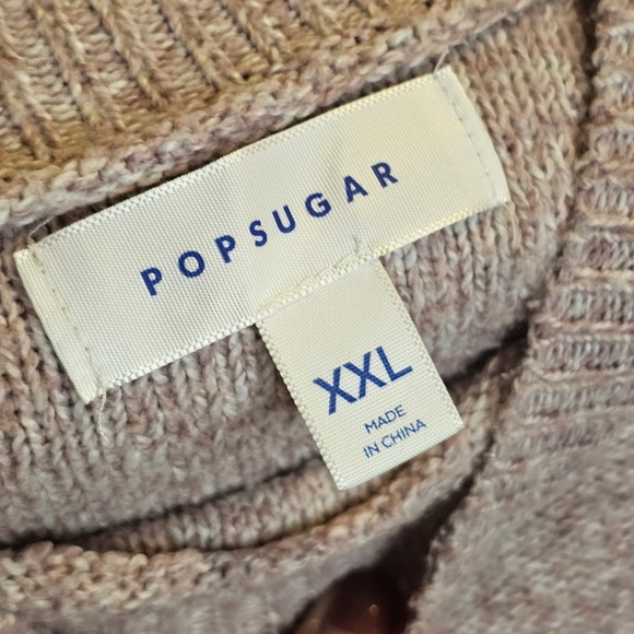 POPSUGAR Speckled Mock Neck Pullover Sweater XXL Pink Knit Long Sleeve Cozy - Picture 3 of 6